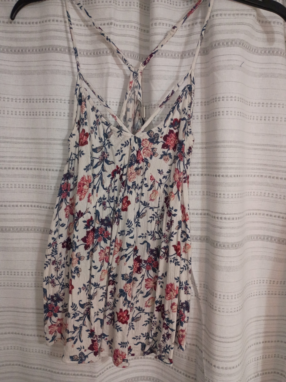 American Eagle Outfitters Floral Strappy Tank Top - White, Red & Blue
